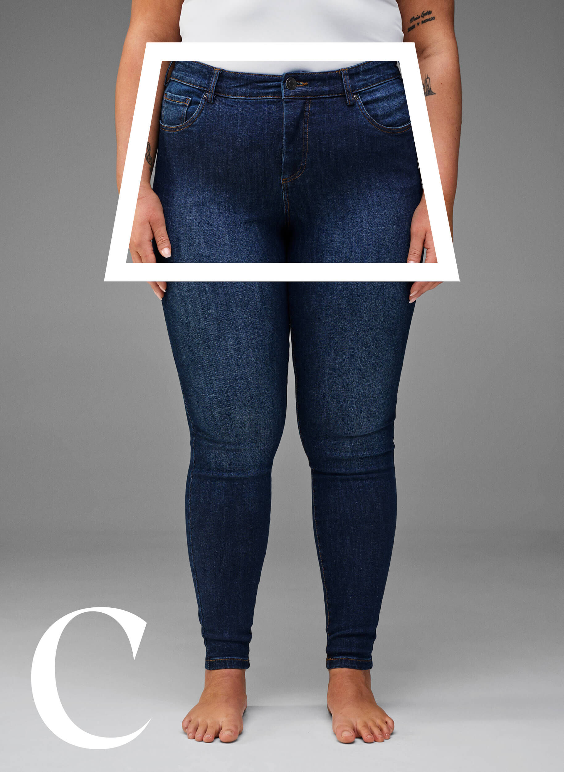 Zizzi Super smalle jeans met hoge taille, Dark Blue, Model image number 2