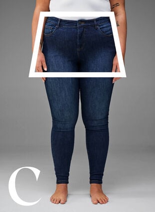 Super smalle jeans met hoge taille, Dark Blue, Model image number 2