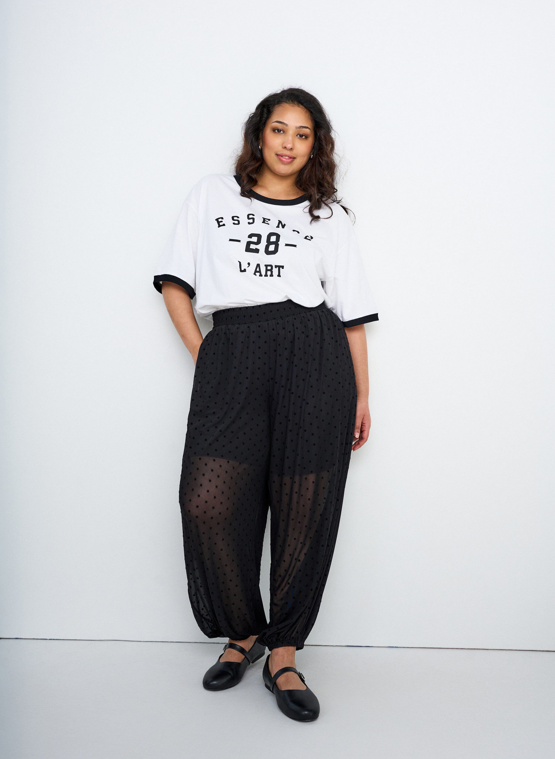 ZizziKatoenen T-shirt met tekstprint en boxy fit, Wit, Image image number 0