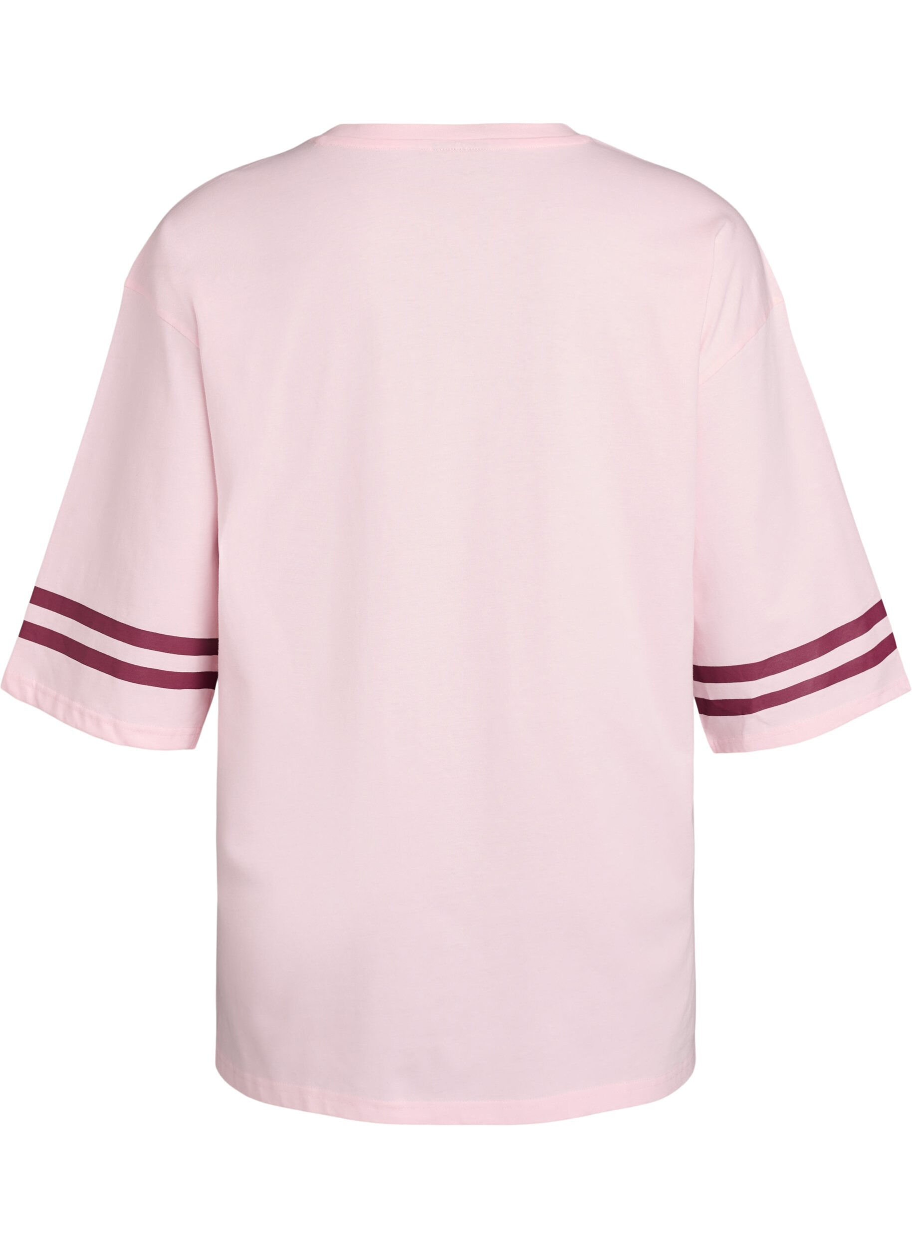 Zizzi Oversized college T-shirt met 3/4 mouwen, Roze, Packshot image number 1