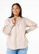 Shirt met strepen en smok, Silver Mink Wh. St., Model image number 0