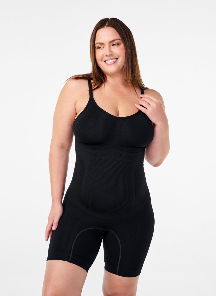 Shapewear body met opening aan de onderkant, Zwart, Model image number 0