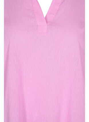 Gestreepte jurk gemaakt van katoen en linnen, Begonia Pink, Packshot image number 2