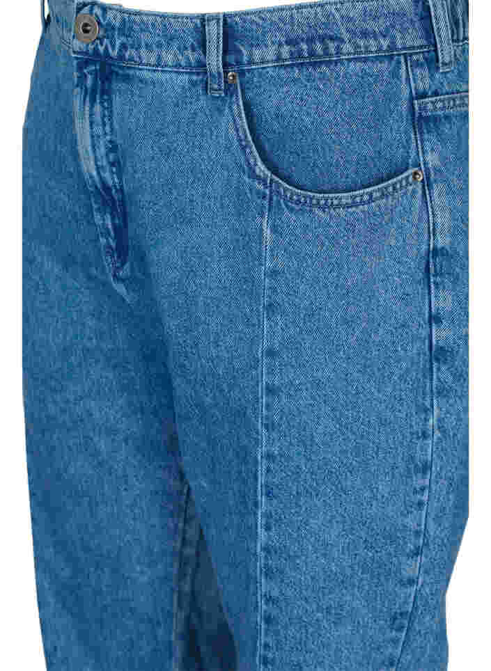 Geknipte Mille mom jeans met colour-block, Blue denim, Packshot image number 2
