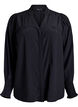 Blouse met ruches kraag en plooien, Zwart, Packshot image number 0