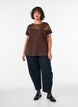 Katoenen T-shirt met bloemenprint, Bruin, Model image number 1