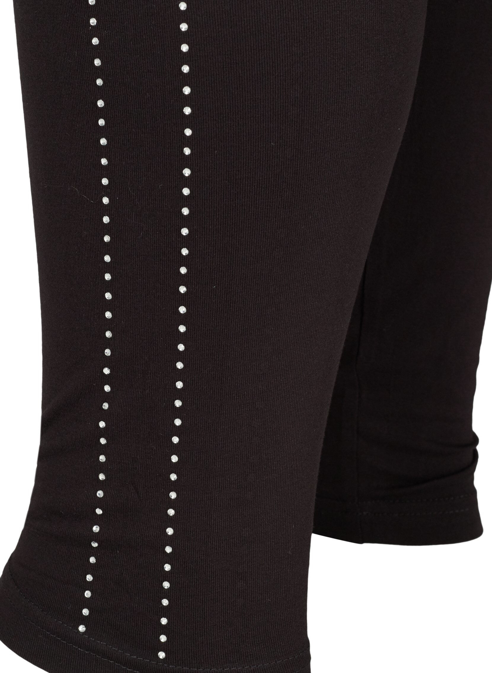 Zizzi Viscose legging met steentjes in de zijkant, Black, Packshot image number 3
