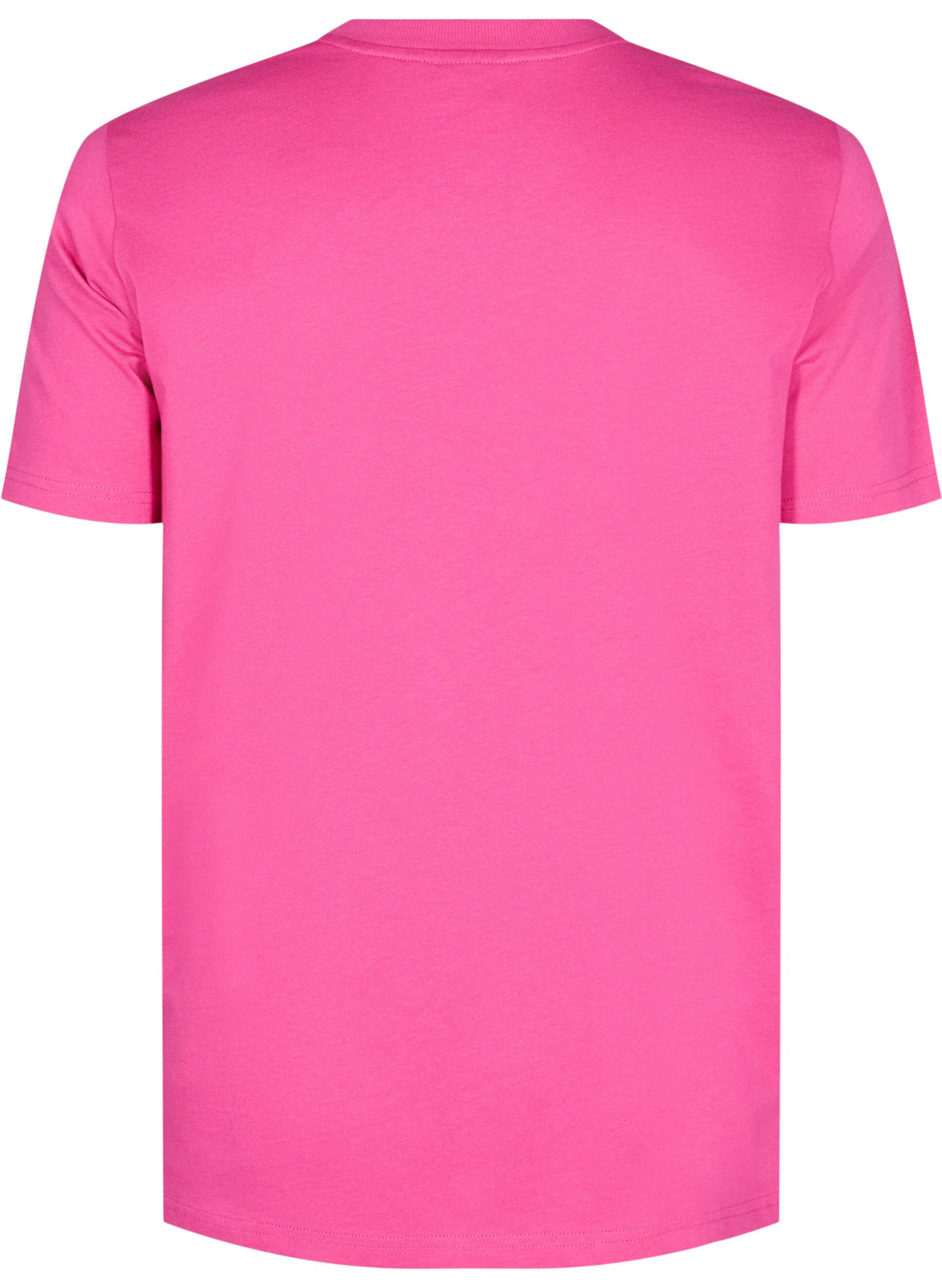 Zizzi Basic katoenen T-shirt met ronde hals, Roze, Packshot image number 1
