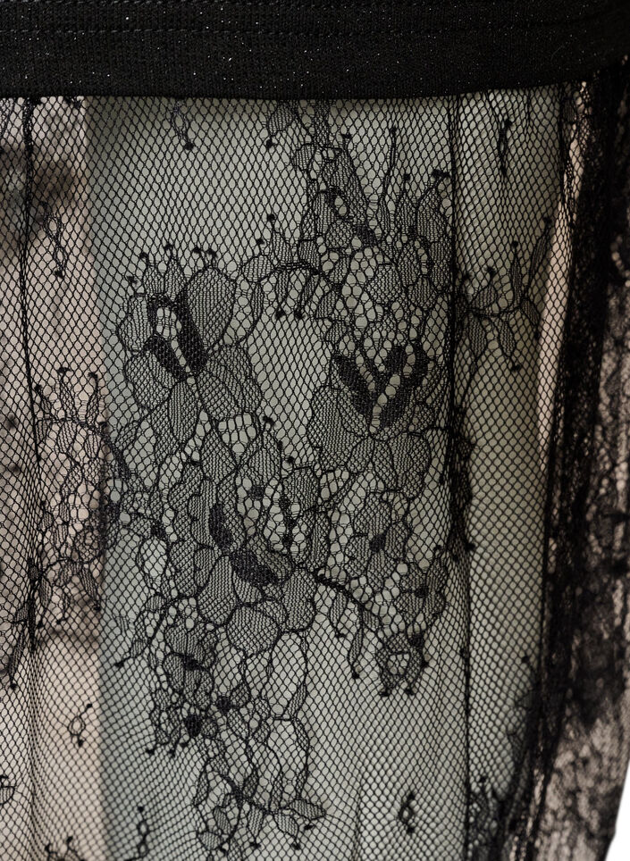 Jersey jurk met glitter en kanten rand, Zwart, Packshot image number 3