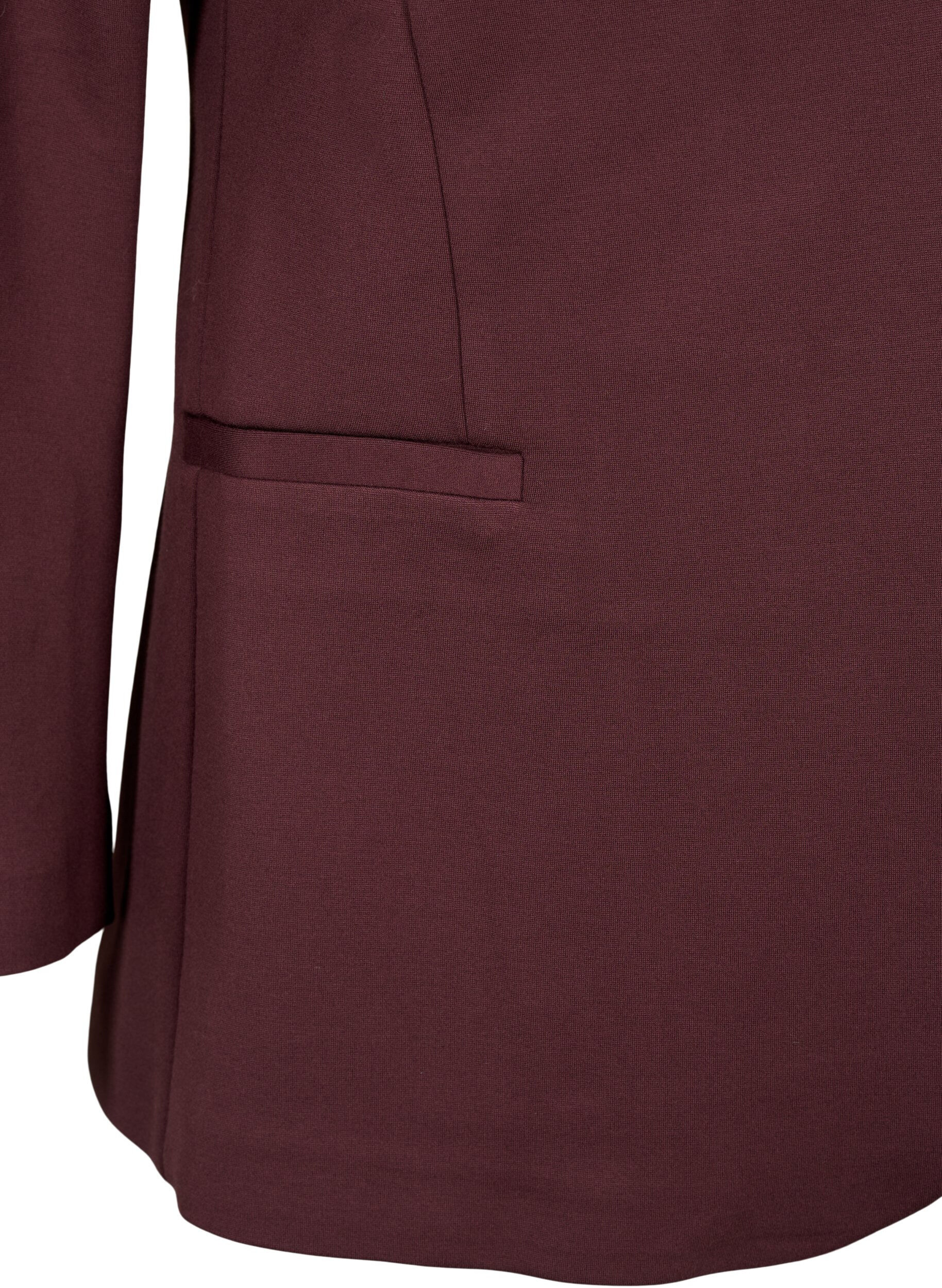 Zizzi Eenvoudige blazer met knoopsluiting, Donker Bordeaux, Packshot image number 3