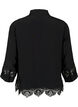 Viscose shirt met 3/4 mouwen en borduurdetails, Black, Packshot image number 1