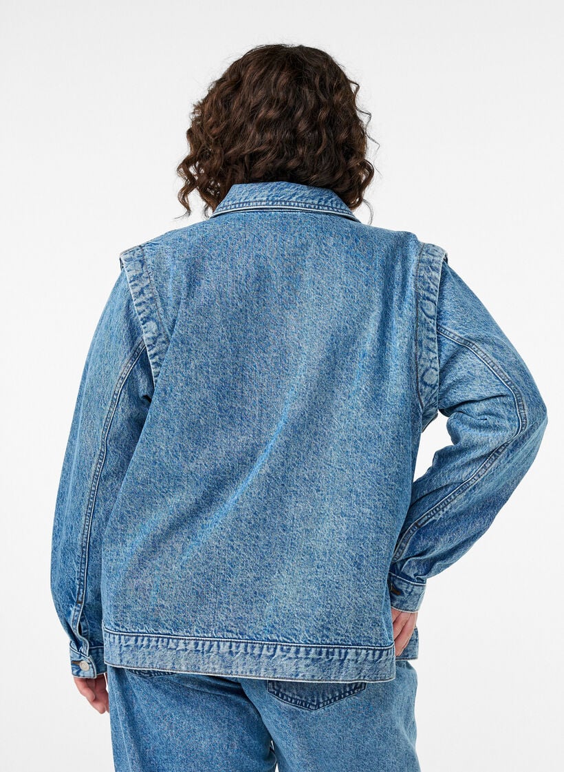 Denimjack met afneembare mouwen, Blauw, Model image number 2