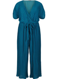 Geplooide jumpsuit met strik en wijde mouwen, Blauw