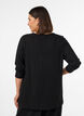 Jersey blouse met geribde structuur en lange mouwen, Zwart, Model image number 2