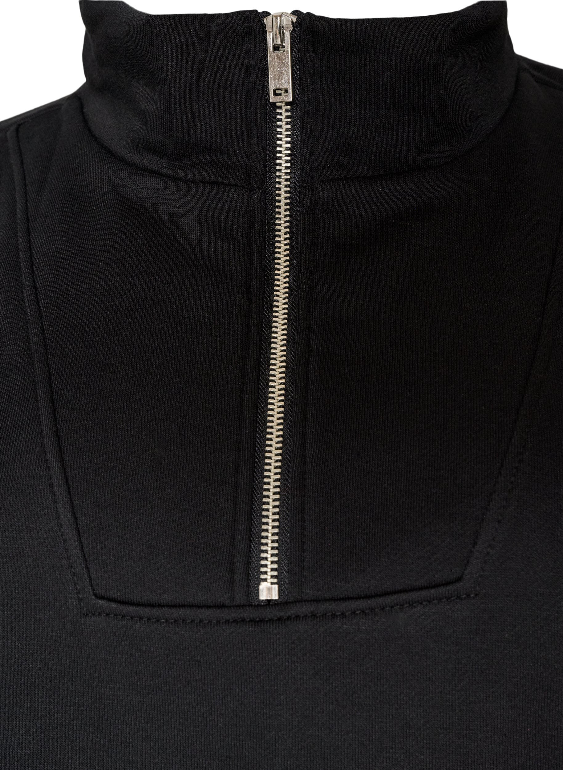 ZizziSweatshirt met hoge kraag en ritssluiting, Zwart, Packshot image number 2