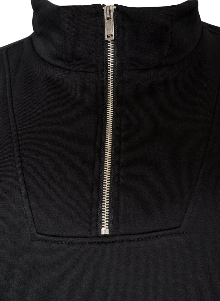 Sweatshirt met hoge kraag en ritssluiting, Zwart, Packshot image number 2