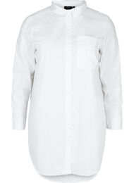 Lange katoenen blouse met borstzakje, White
