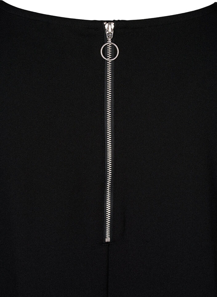 FLASH - Korte jurk met A-lijn en 3/4 mouwen, Zwart, Packshot image number 3