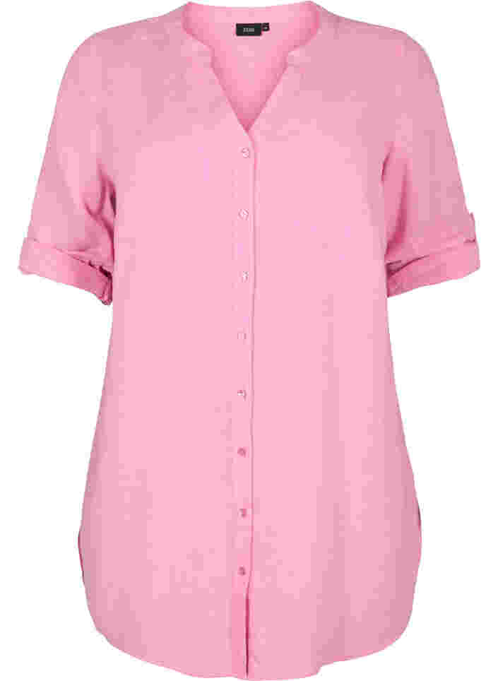 Lange blouse met 3/4 mouwen en v-hals, Rosebloom