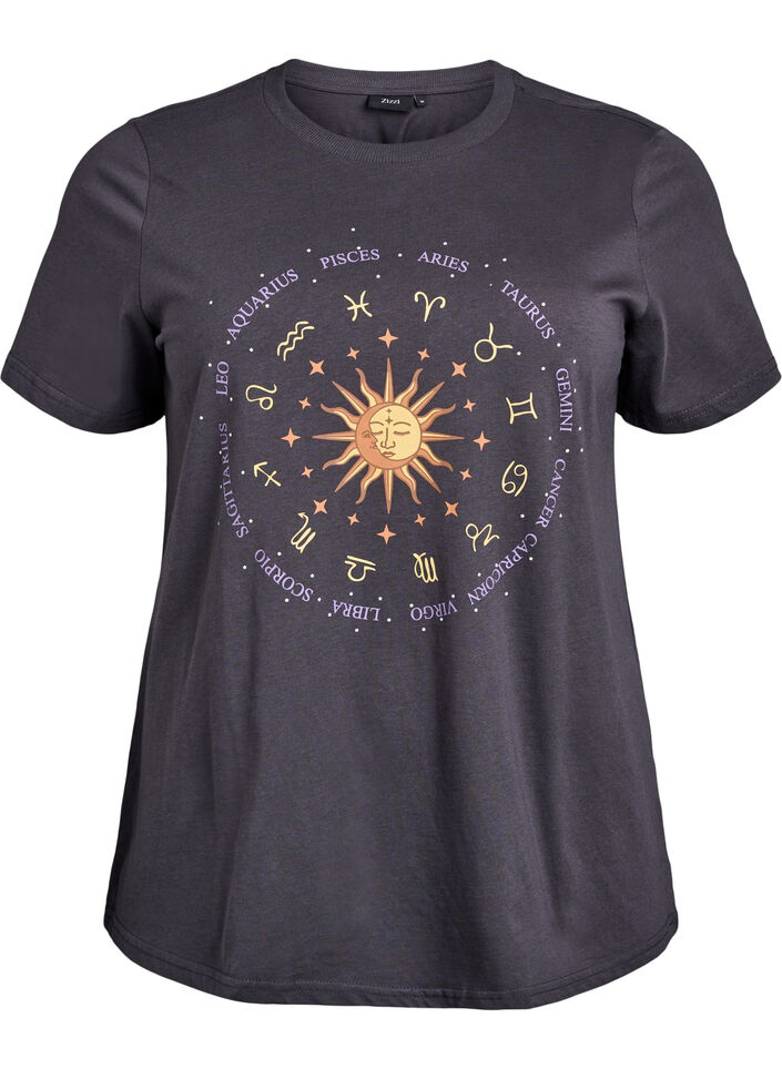 Katoenen T-shirt met print op de voorkant, Grijs, Packshot image number 0