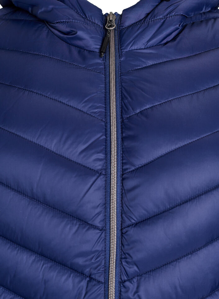 Gewatteerd lichtgewicht jack met capuchon, Blauw, Packshot image number 2