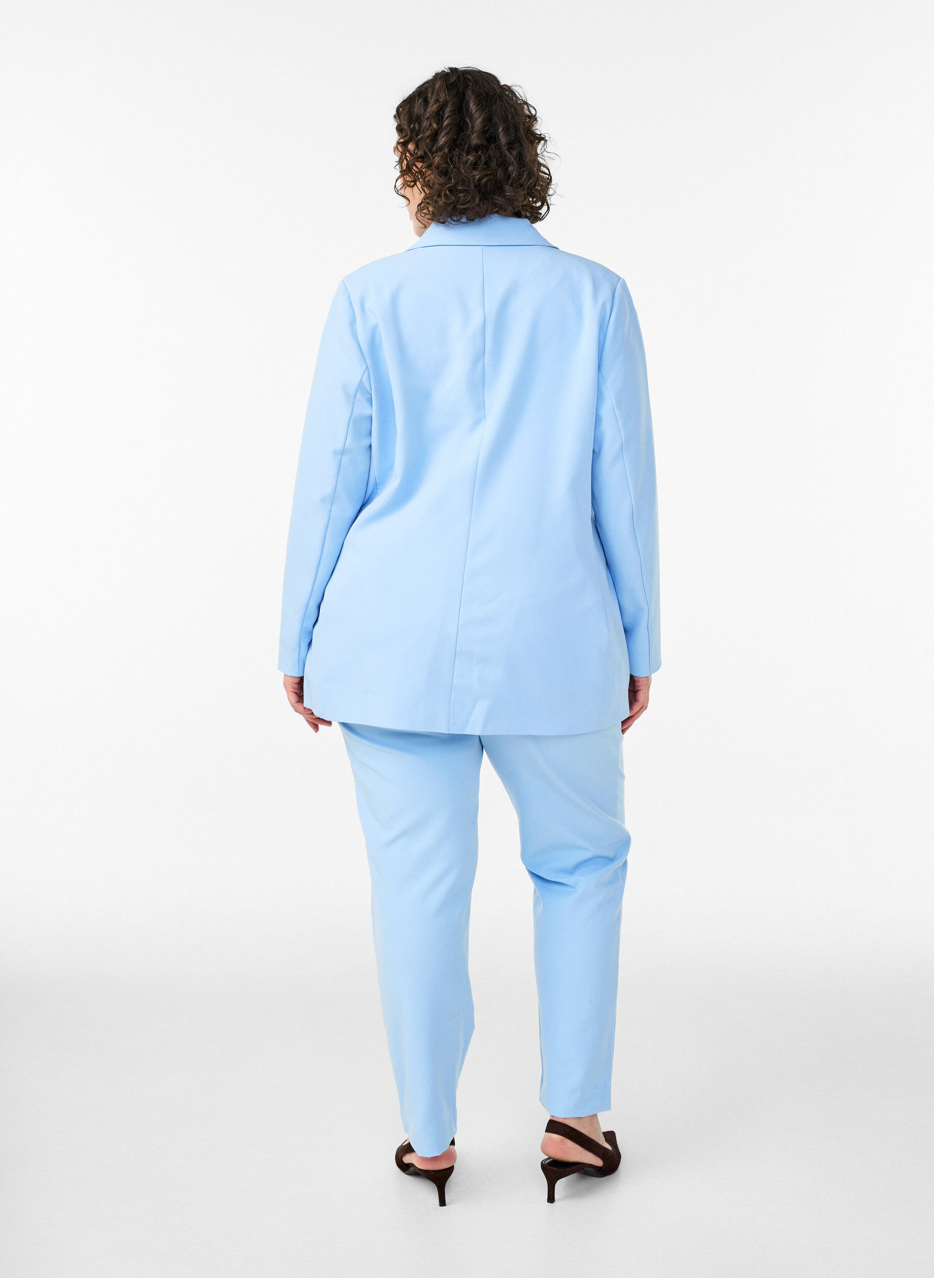 Zizzi Broek met zakken en rechte pijpen, Blauw, Model image number 1
