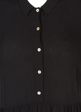 Viscose midi-jurk met korte mouwen, Black solid , Packshot image number 2