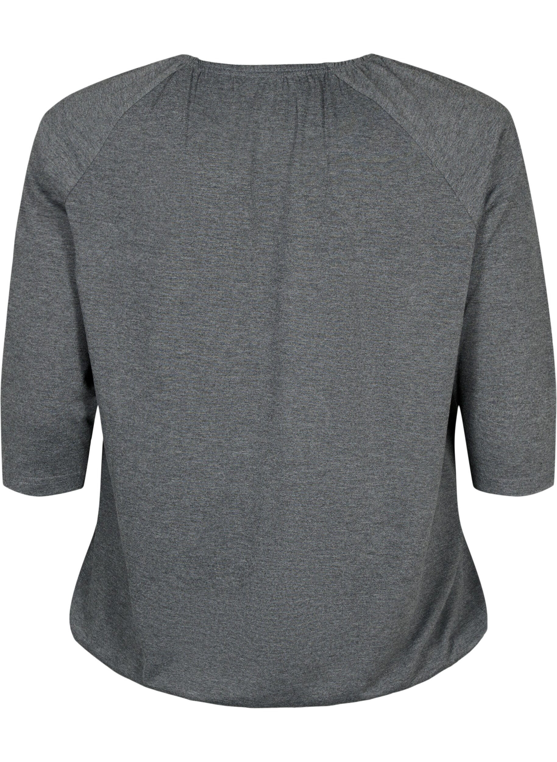 Zizzi Gestreepte blouse met 3/4 mouwen, Dark Grey Melange, Packshot image number 1