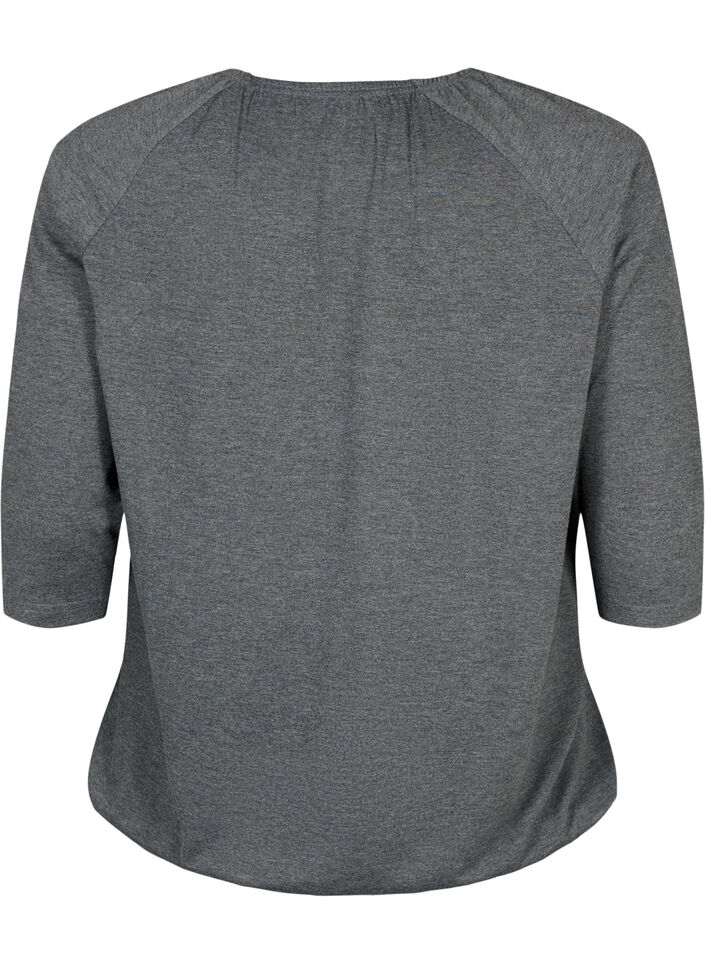 Gestreepte blouse met 3/4 mouwen, Dark Grey Melange, Packshot image number 1