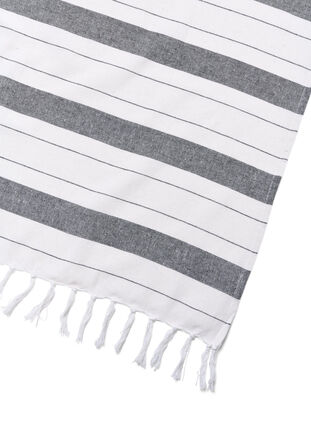 Gestreepte handdoek met franjes, Dark Grey Melange, Packshot image number 2