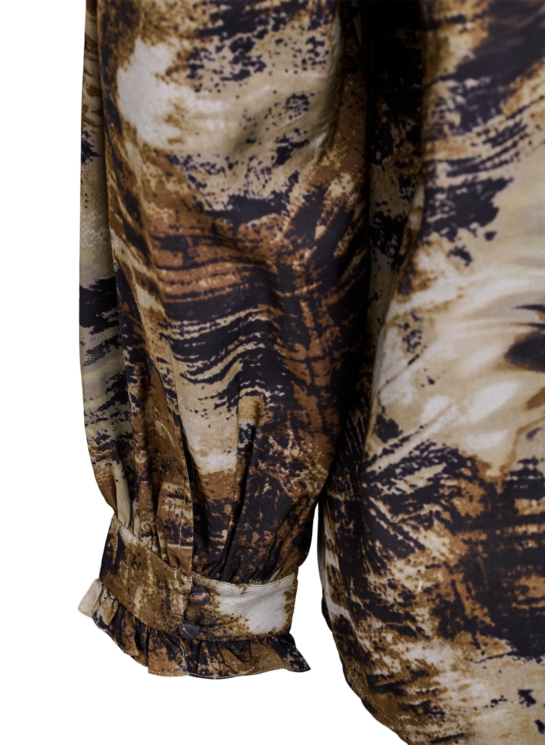 Zizzi Bedrukte blouse met knopen, Groen, Packshot image number 3