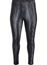 Leggings in imitatieleer met dierenpatroon, Zwart
