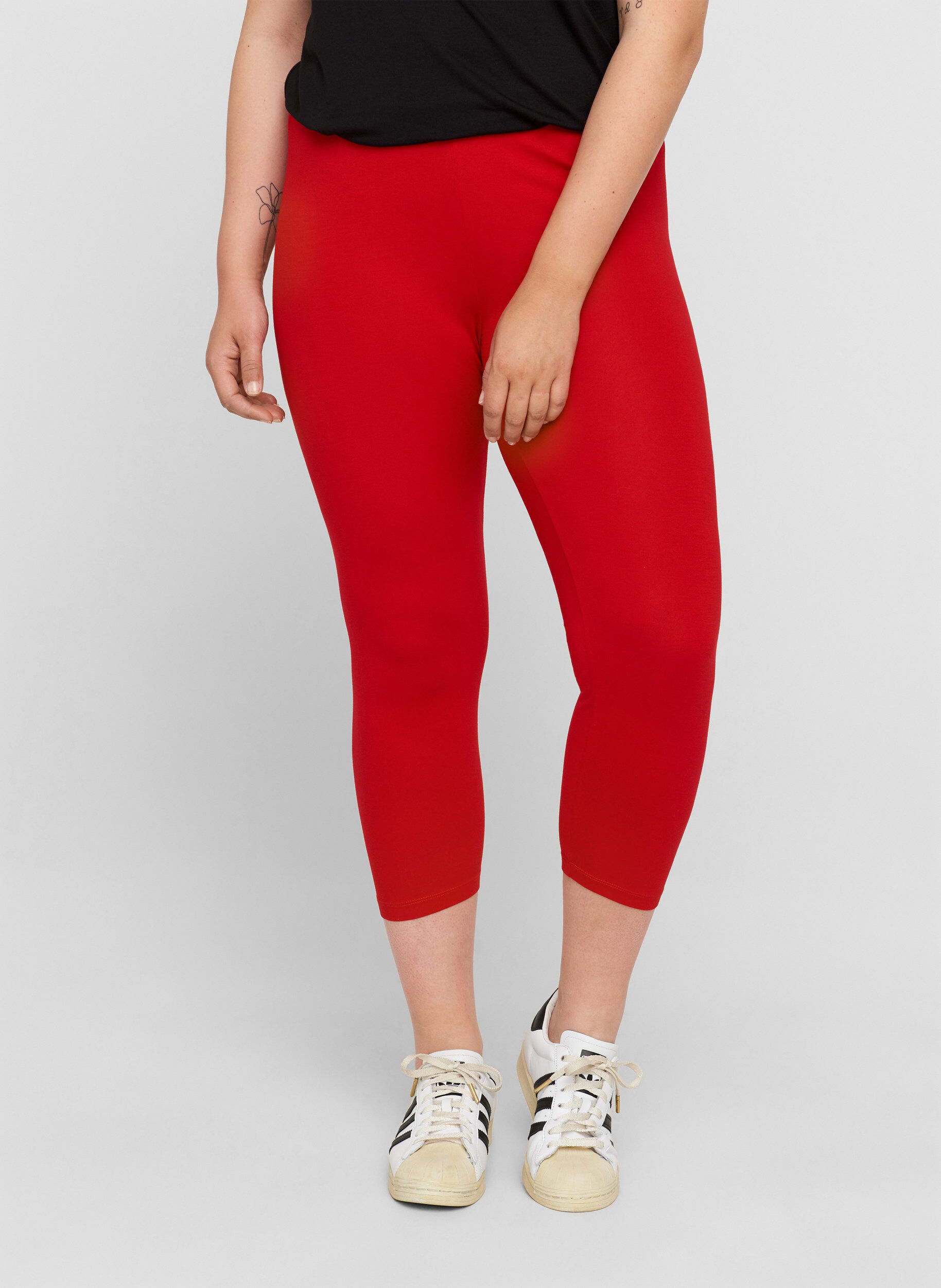 Zizzi Basic 3/4 legging, Tango Red, Model image number 2