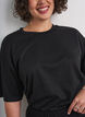 T-shirt met strass-steentjes en ronde hals, Zwart, Model image number 3