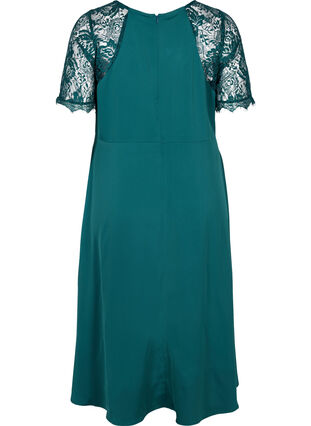 Midi-jurk met korte kanten mouwen, Deep Teal, Packshot image number 1