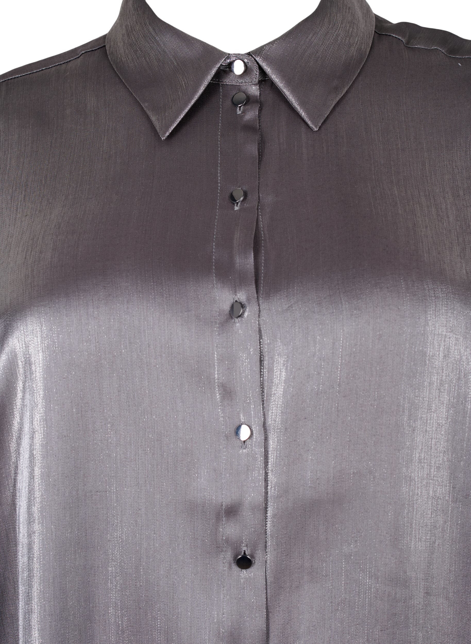 Zizzi Lang zilverkleurig shirt, Dark Silver, Packshot image number 2