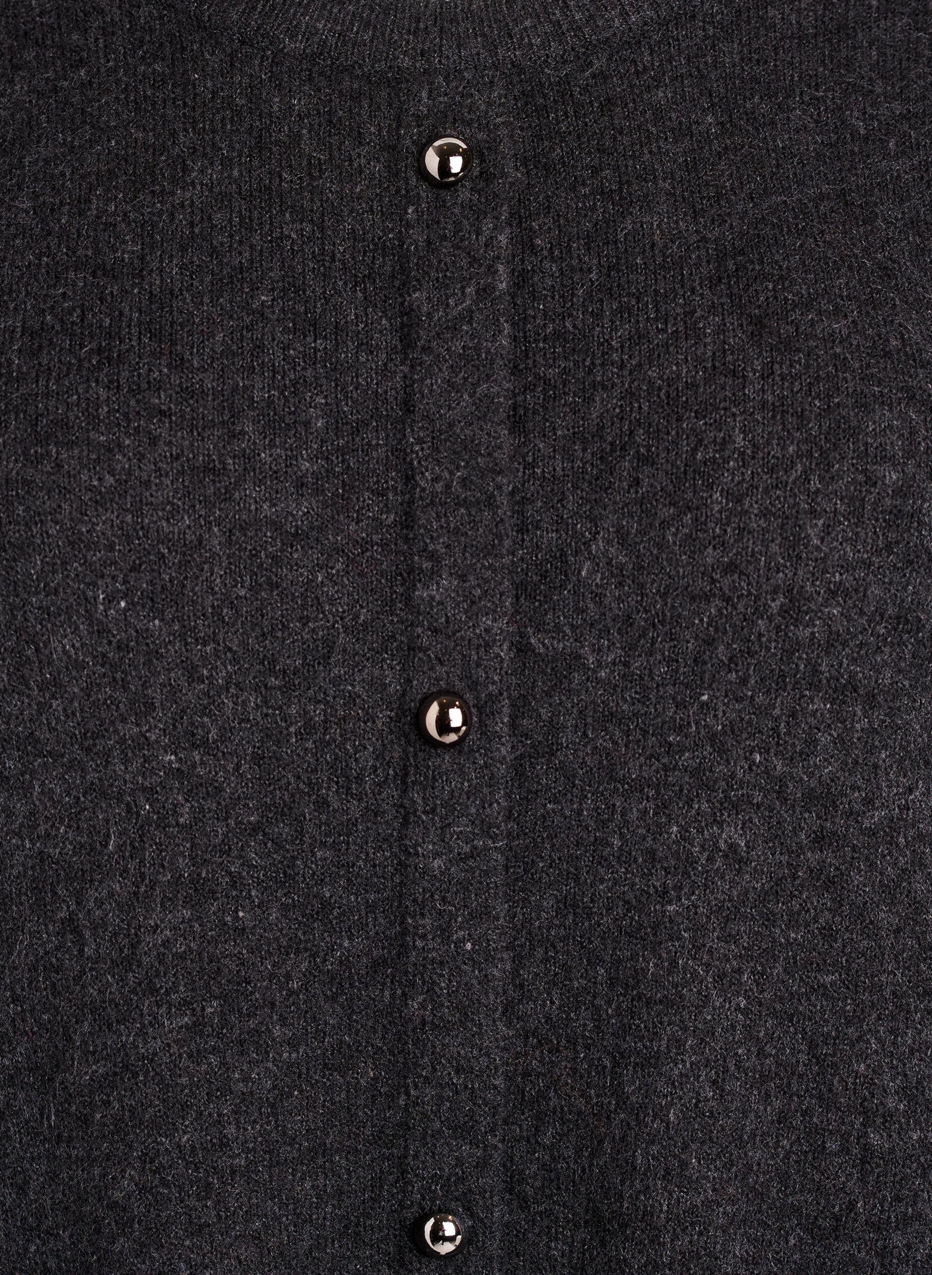 Zizzi Gebreide korte jurk met korte mouwen en bolknopen, Grijs, Packshot image number 2