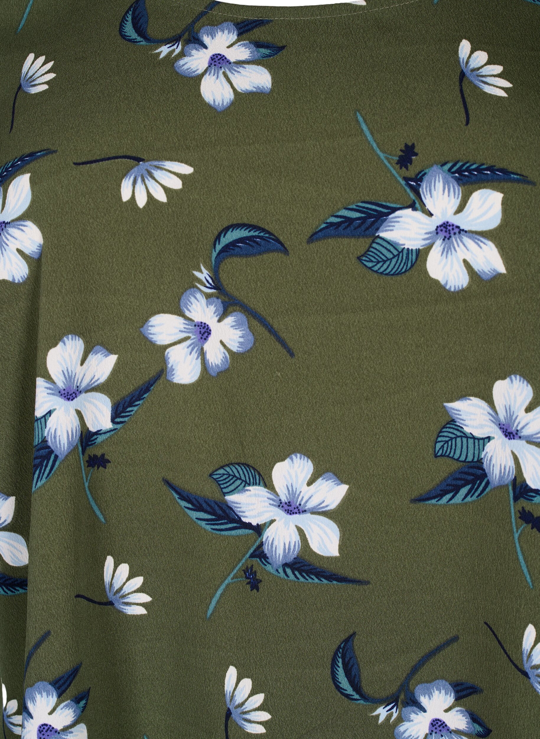 Zizzi FLASH - Blouse met korte mouwen en print, Olive Night Flower, Packshot image number 2