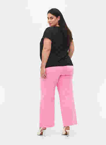 Flared jeans met high waist, Pink, Model image number 1