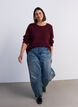 Gebreide blouse met een opengewerkt structuurpatroon, Rood, Model image number 1