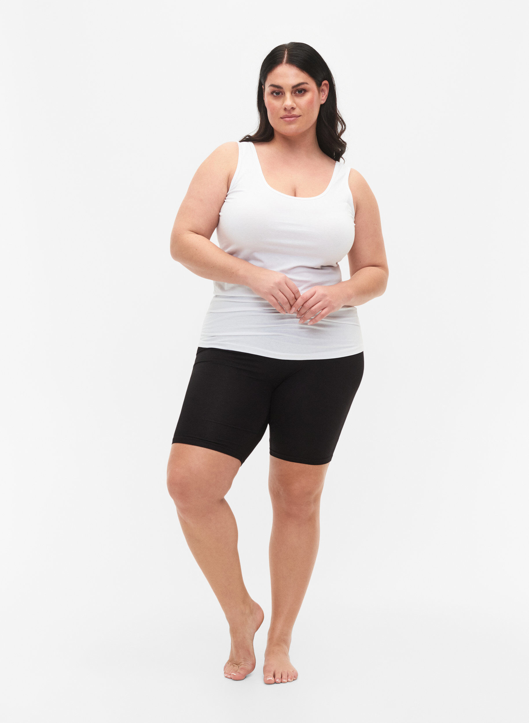 Zizzi 2-pack viscose fietsbroek, Zwart, Model image number 1