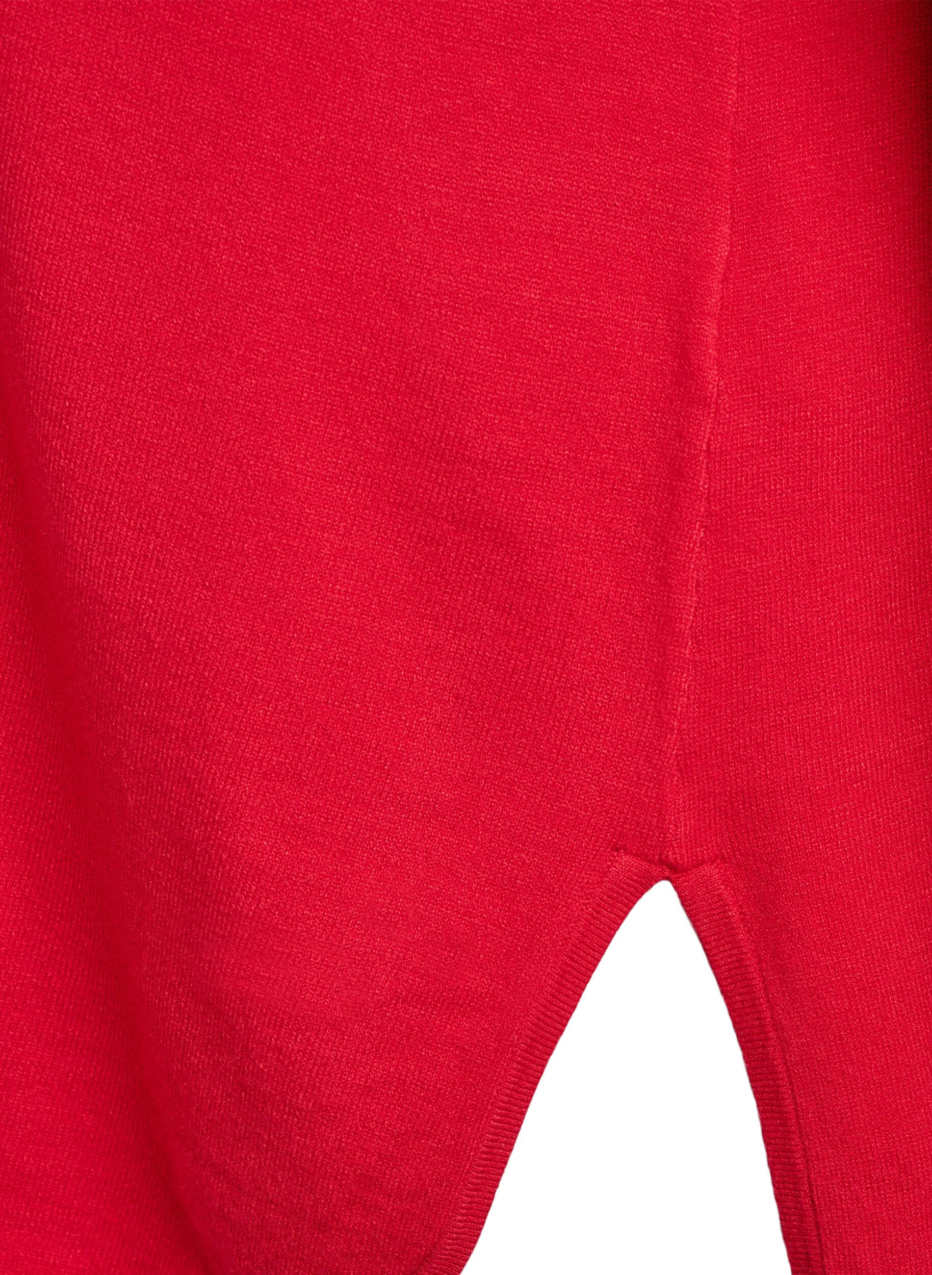 Zizzi Fijngebreide blouse met V-hals en voorkantdetail, Rood, Packshot image number 3