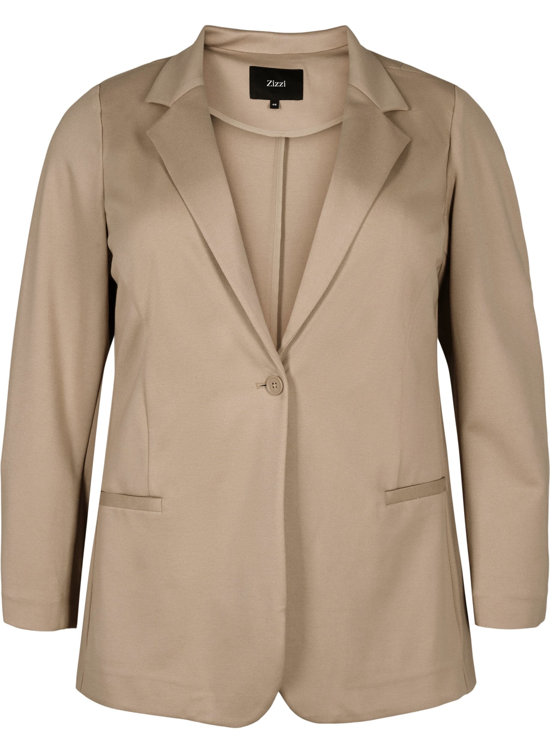Zizzi Eenvoudige blazer met knoopsluiting, Beige, Packshot image number 0