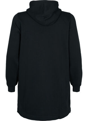 Lang sweatshirt met capuchon en zakken, Black, Packshot image number 1