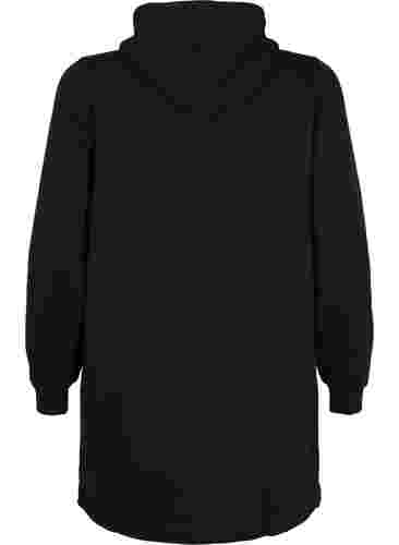 Lang sweatshirt met capuchon en zakken, Black, Packshot image number 1