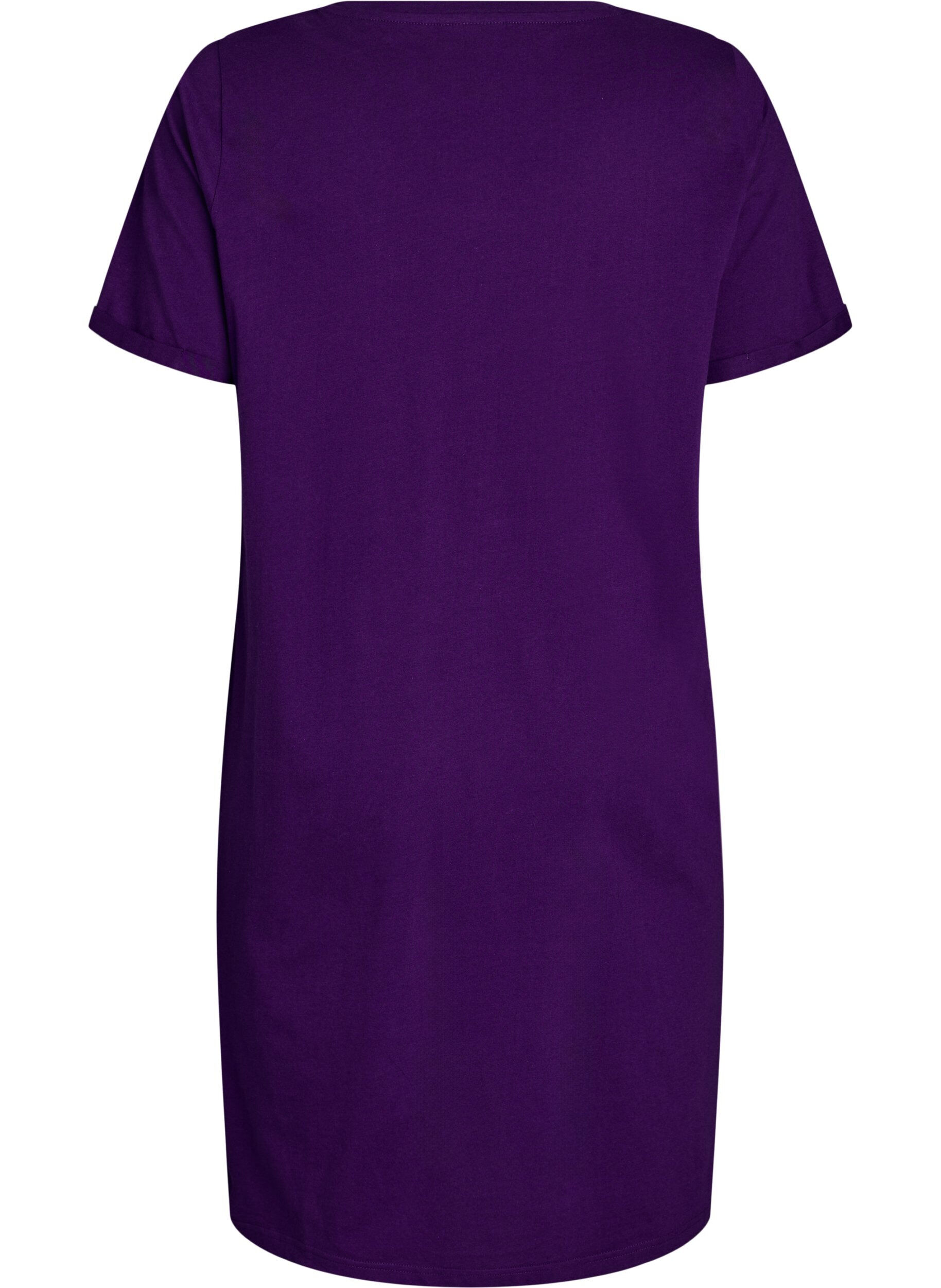 Zizzi Nachtjapon met korte mouwen van biologisch katoen, Blauw, Packshot image number 1