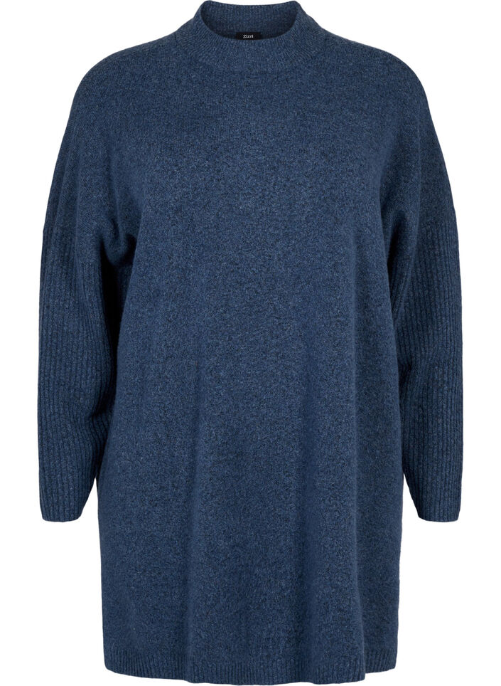 Lange gebreide blouse met lange mouwen, Bering Sea Mel., Packshot image number 0