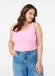 Solide kleur basis top in katoen, Roze, Model image number 0