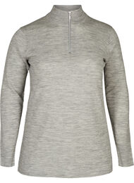 Nauwsluitende gebreide blouse in 100% wol, Light Grey Melange