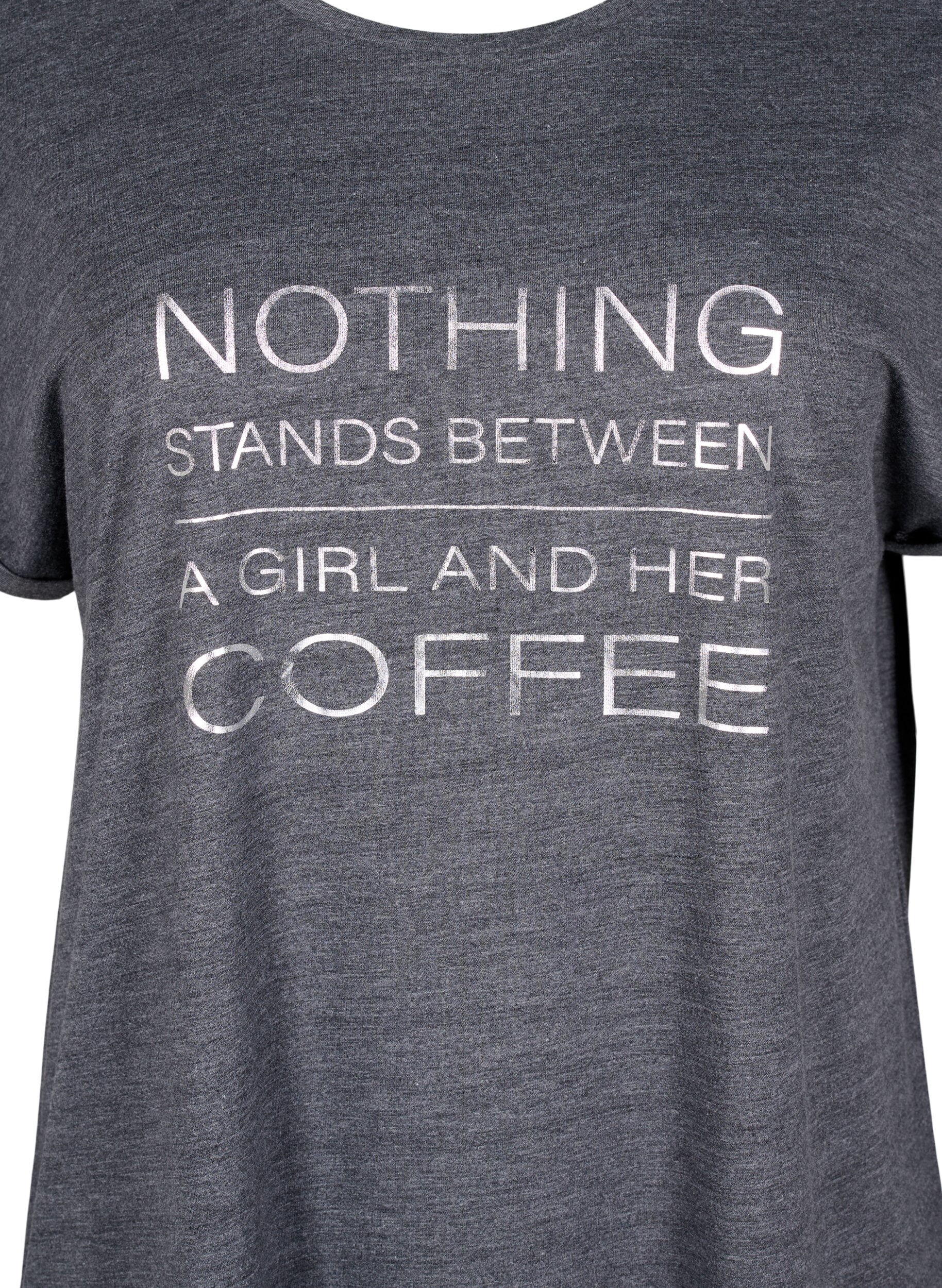 Zizzi Nachtjapon met korte mouwen en tekstopdruk, , Packshot image number 2